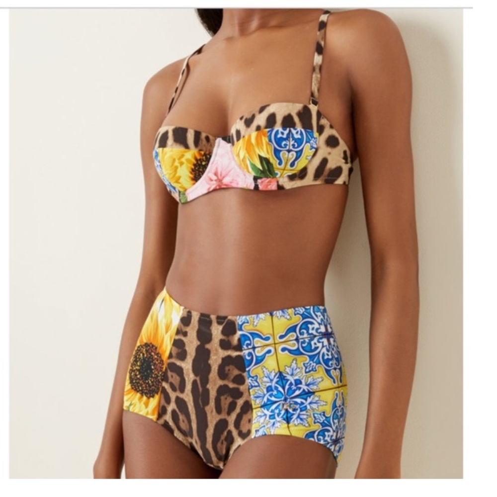 Dolce & Gabbana Multicolor Leopard Bikini Swimwear set
